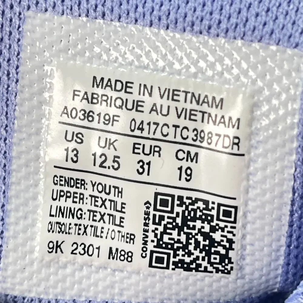 Converse Chuck Taylor All Star Shiny Tile Blue High Top Sneakers A03619F Kids 13